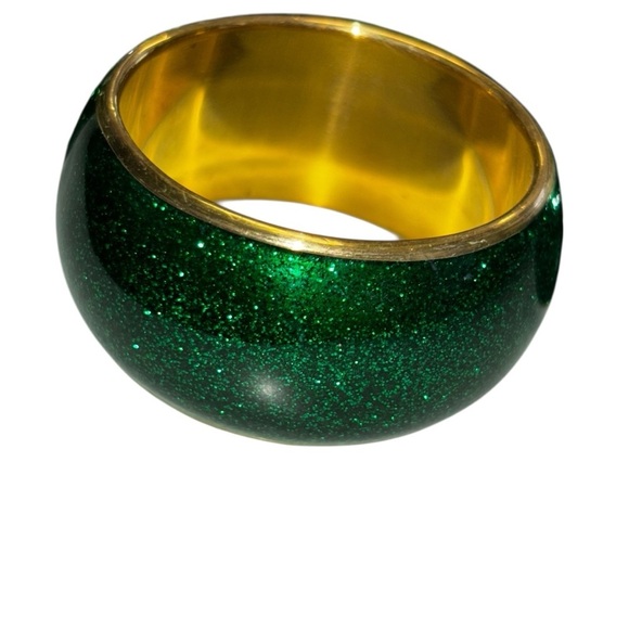 Robert Stanley Green Glitter and Gold Napkin Rings, set of 6 - Picture 1 of 4